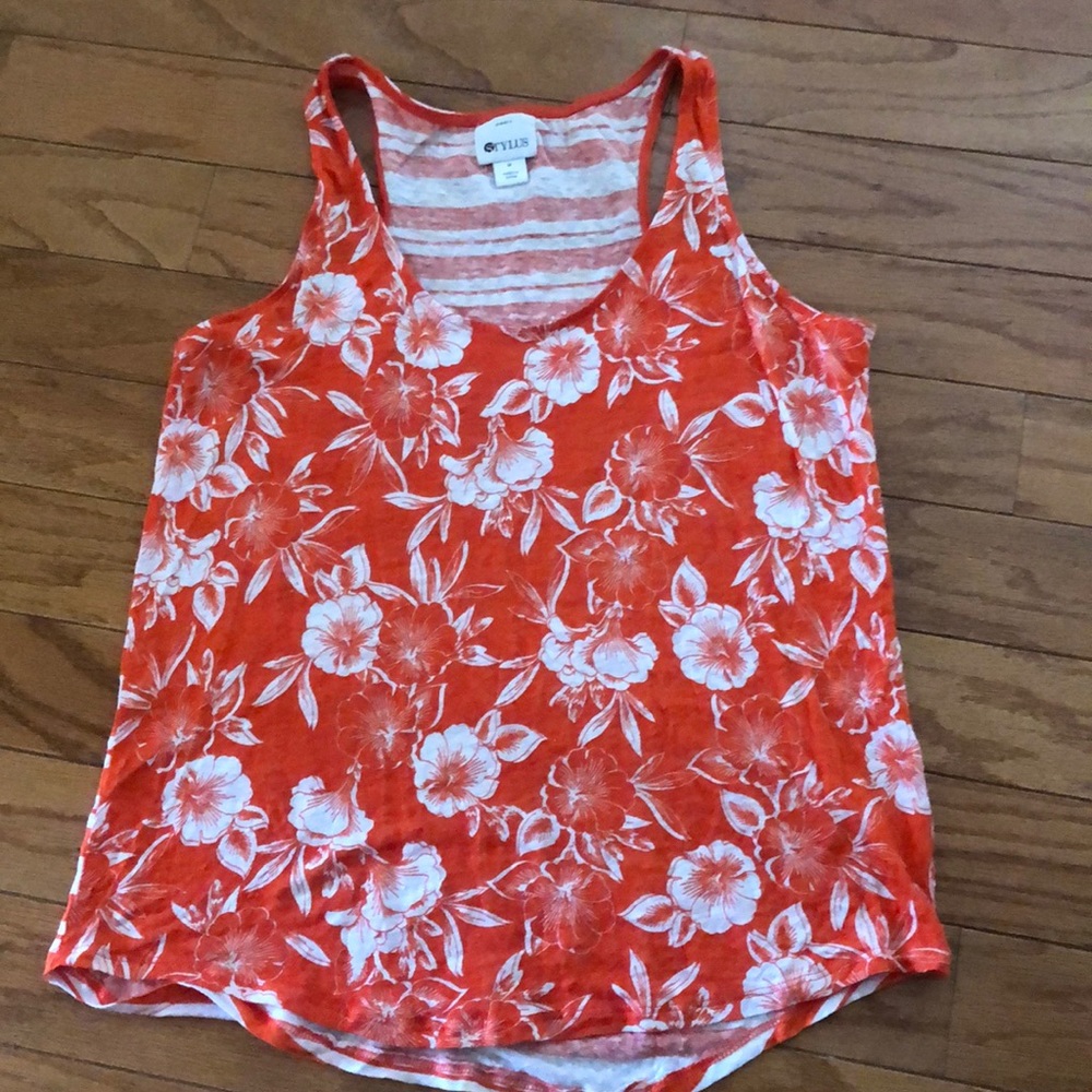 Casual bright orange and white top
